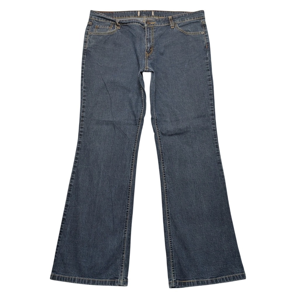 Levi's Bootcut Jeans Women 18W Blue Medium Wash Frayed Hem Mid Rise Denim